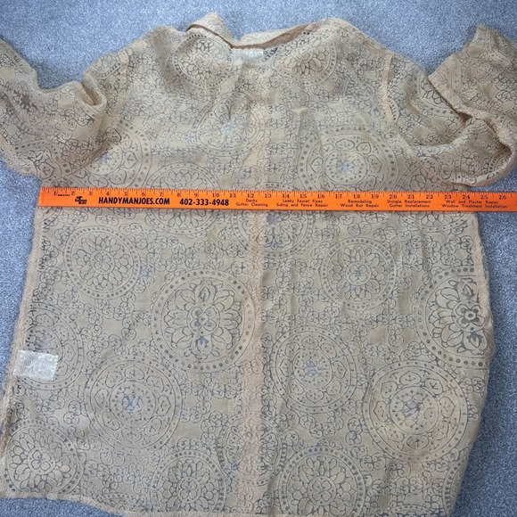 Alfred‎ Dunner Women Sheer Medallion Floral 3/4 Sleeve Button-Up 18W Burnout Top - Picture 8 of 9